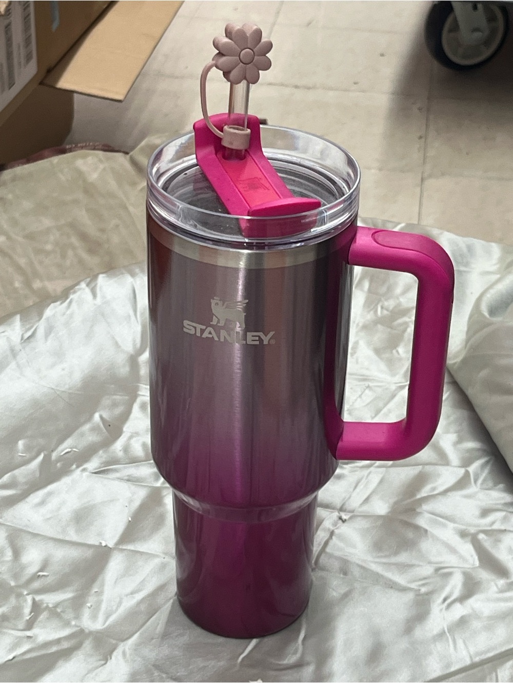 Stanley Adventure Quencher H2.0 FlowState Tumbler in the striking Camelia Pink